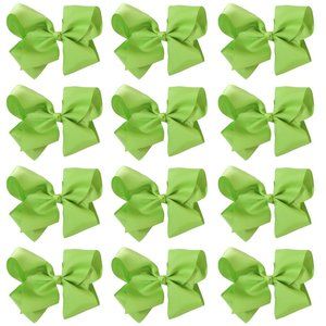 12pc Baby Girls Teens Women Solid 6" Hair Bows